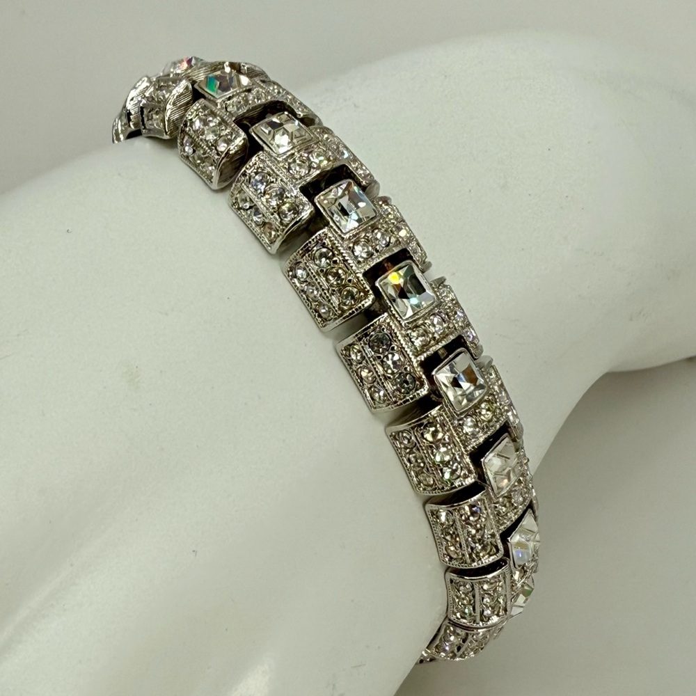 Vintage Joan Rivers Rhinestone Link Bracelet – Art Deco Style, 6.5” - Picture 14 of 17